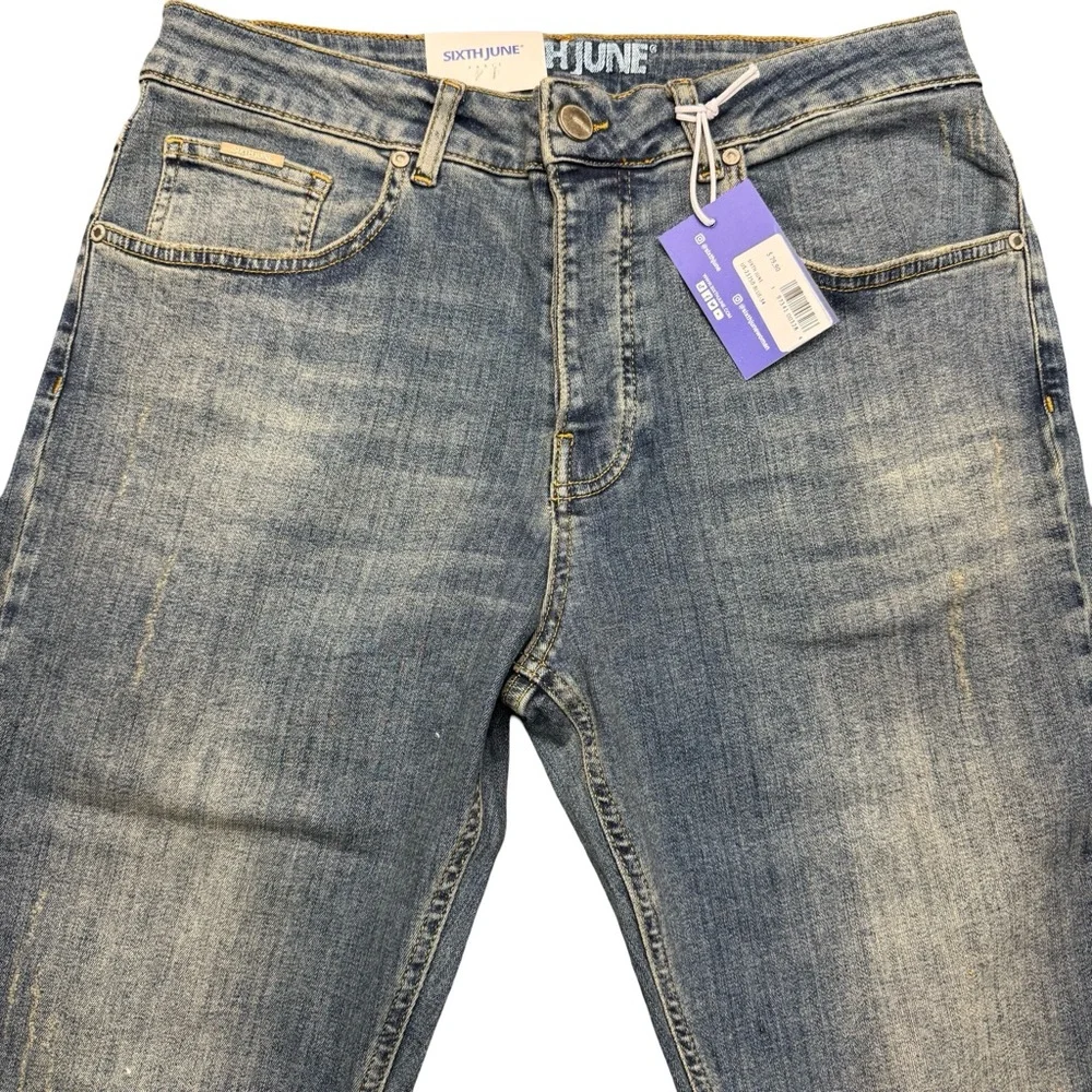 SIXTHJUNE PARIS Blue Skinny Jeans Mens 34 BNWT Sold Out Streetwear Designer - Picture 4 of 9